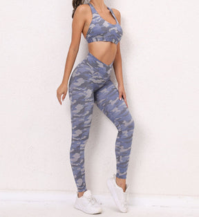 Isabelle - Camo Sports Bra & Scrunch Leggings Set for Gym and Yoga