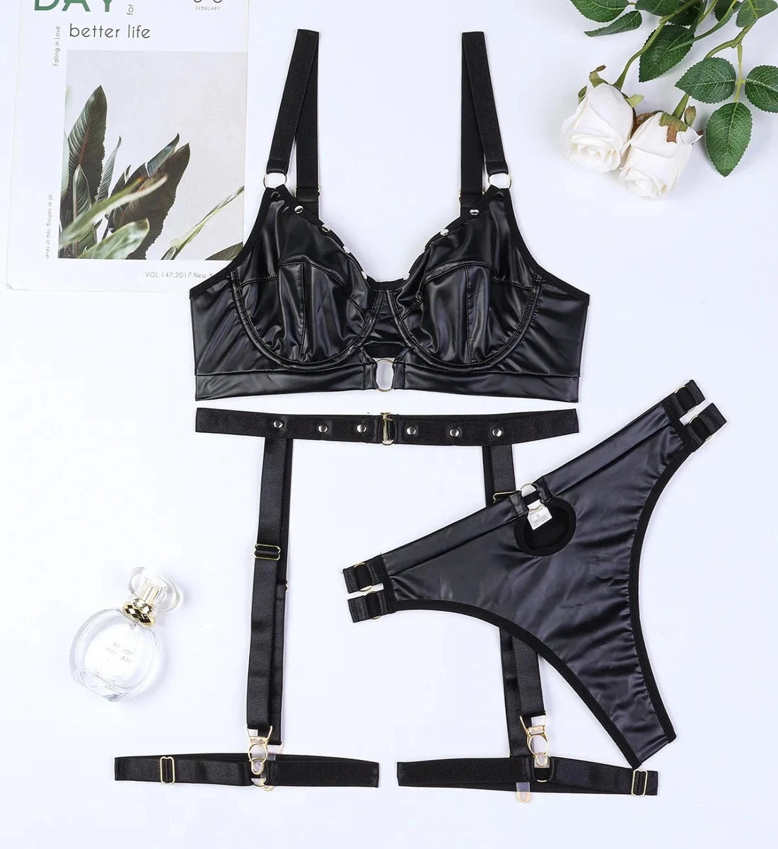 Dorothy - Seductive Pu Leather Lingerie Set