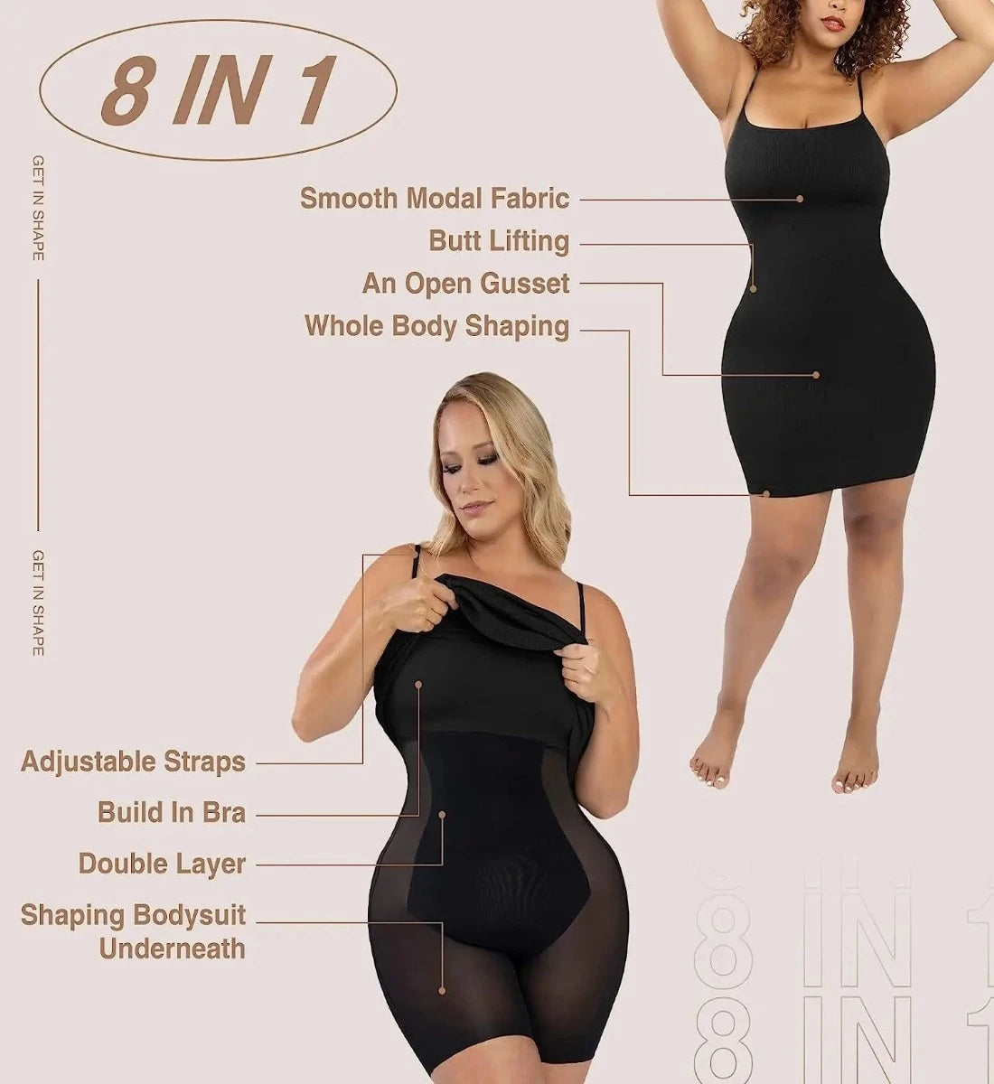 Scarlett – Embrace Your Confidence: Ärmelloses Lounge-Midikleid mit integrierter Shapewear