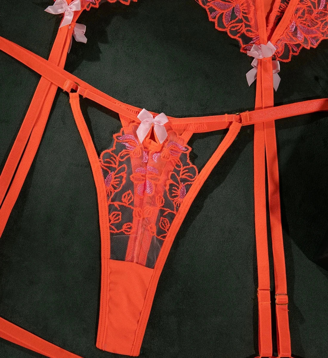 Nancy - Neon Orange Lingerie Set: Bold and Beautiful