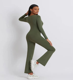 Abigail - Long Sleeve Square Neck Jumpsuit