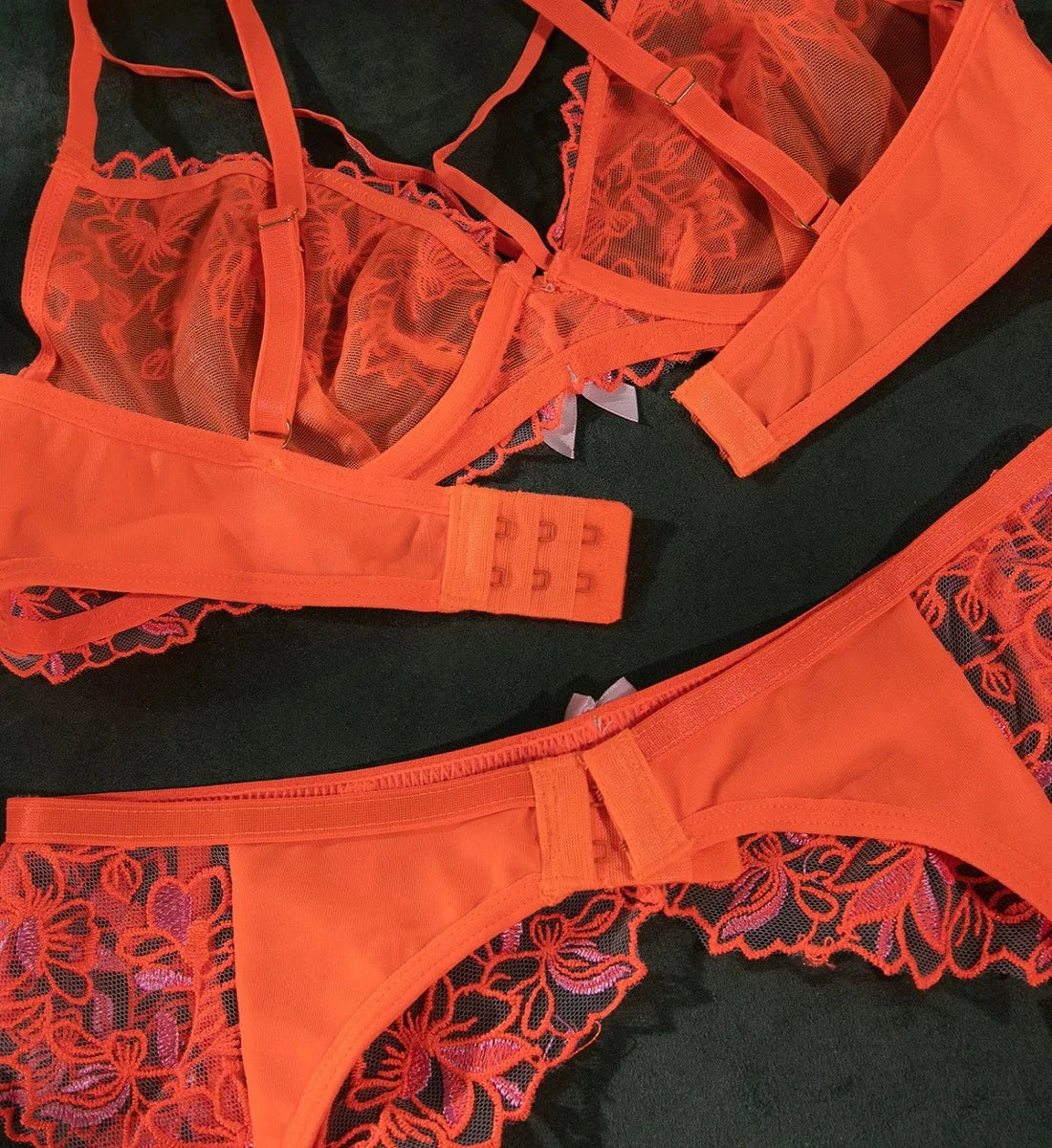 Nancy - Neon Orange Lingerie Set: Bold and Beautiful