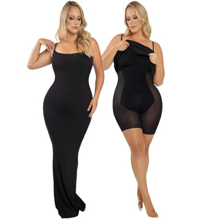 Emma's Allure: Ärmelloses Lounge-Maxikleid mit integrierter Shapewear 