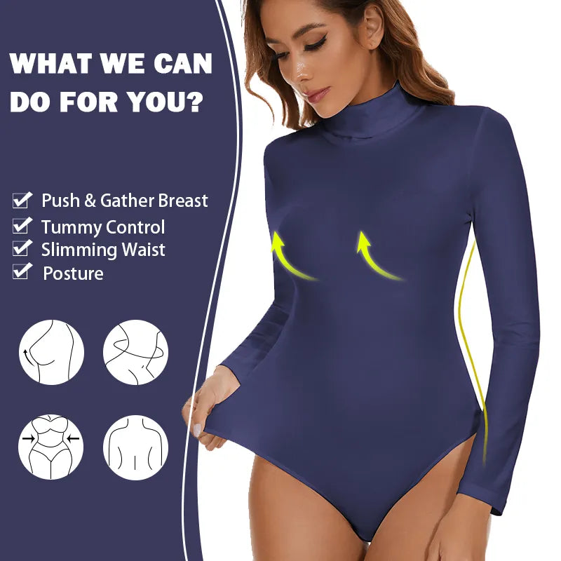 Marilyns Thermo-Bodysuit mit hohem Kragen – Freuen Sie sich über kuschelige Eleganz mit bequemen langen Ärmeln für Selbstvertrauen bei kaltem Wetter! 