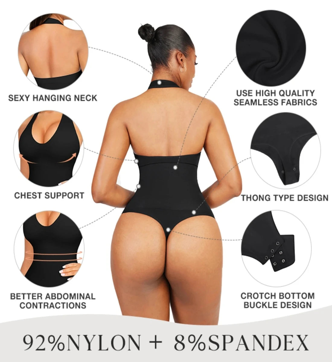 Evonne - Sleek & Sexy Seamless Backless  Bodysuit