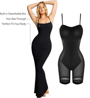 Emma's Allure: Sleeveless lounge Maxi Dress with built-in shapewear