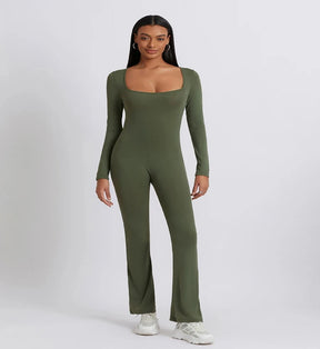 Abigail - Long Sleeve Square Neck Jumpsuit