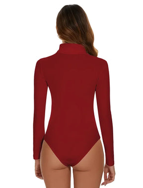 Marilyn's High Collar Thermal Bodysuit – Embrace Cozy Elegance with Long Sleeve Comfort for Cold Weather Confidence!