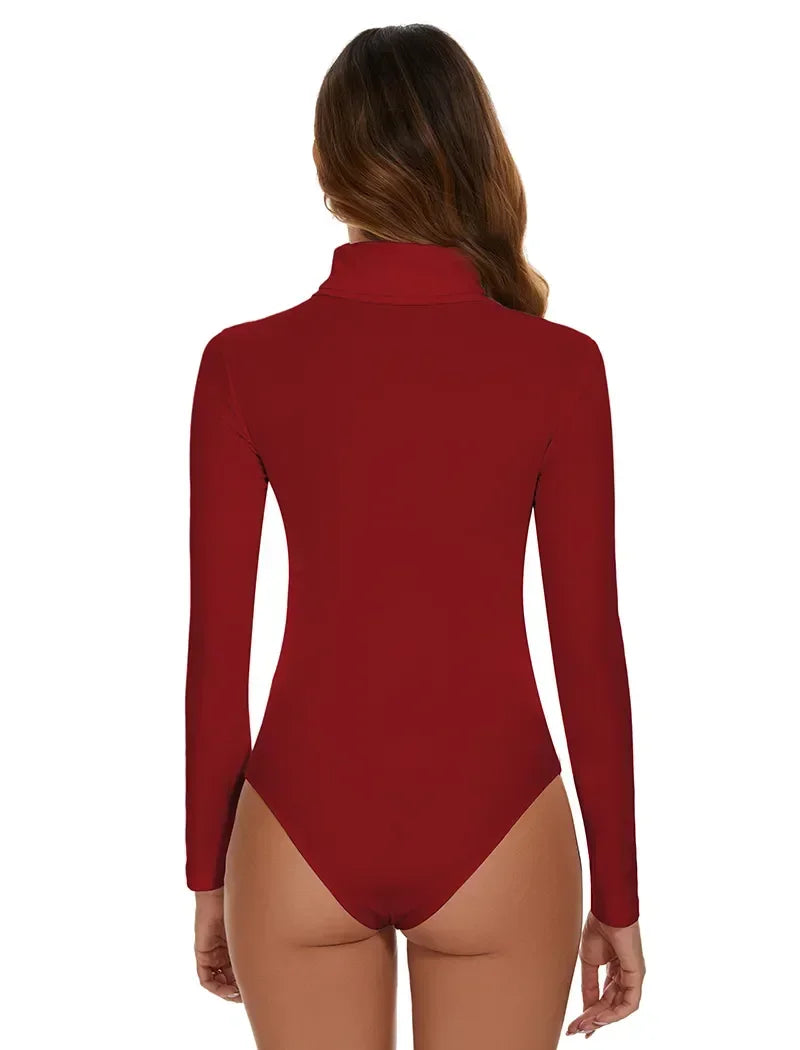 Marilyns Thermo-Bodysuit mit hohem Kragen – Freuen Sie sich über kuschelige Eleganz mit bequemen langen Ärmeln für Selbstvertrauen bei kaltem Wetter! 