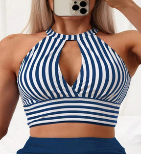 Capucine - Striped High Waist Bikini Set