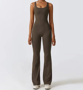 Eunice - Deep V Back Rompers & Flare Leggings Jumpsuit