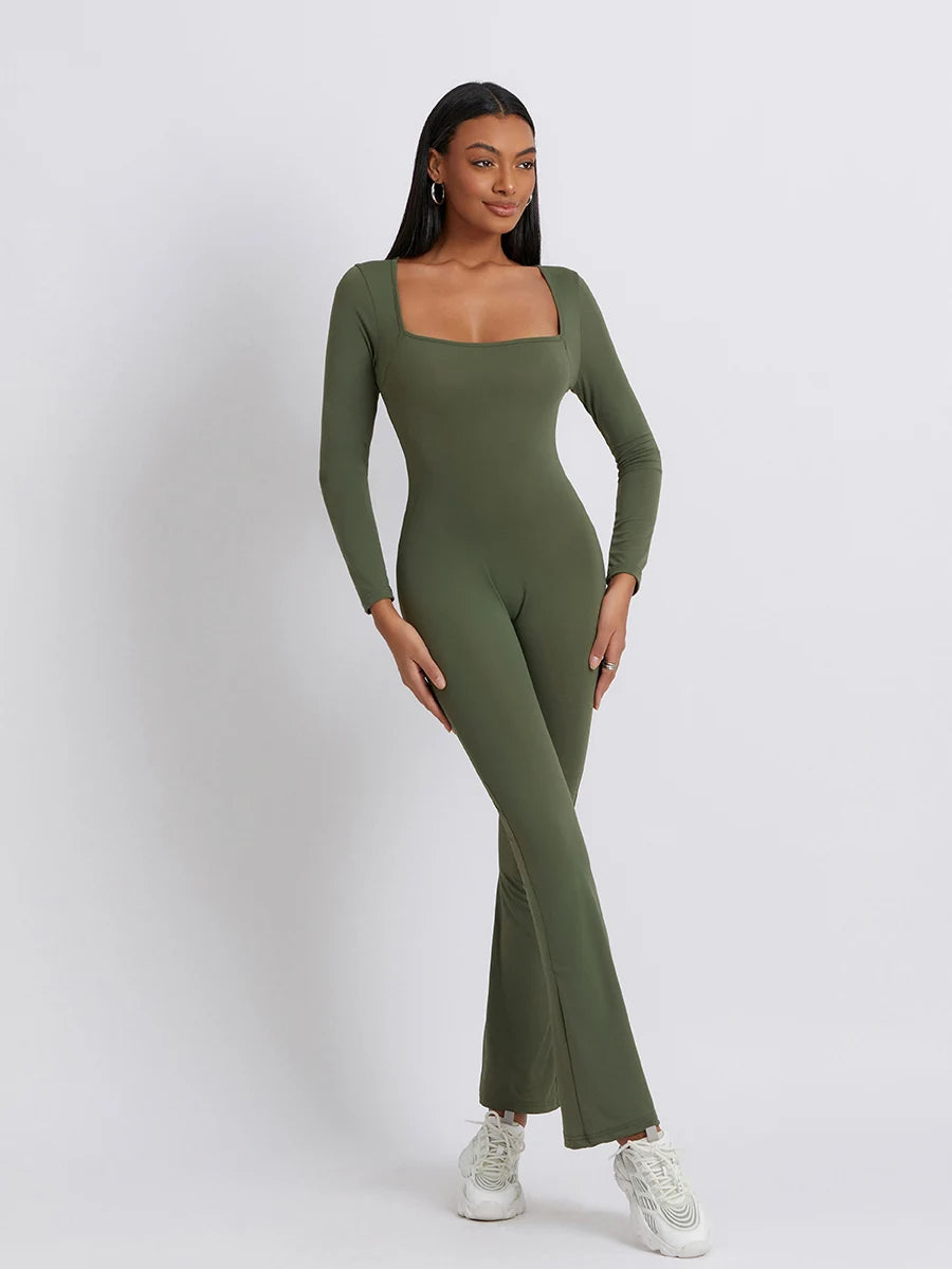 Abigail - Long Sleeve Square Neck Jumpsuit