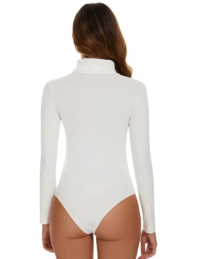 Marilyn's High Collar Thermal Bodysuit – Embrace Cozy Elegance with Long Sleeve Comfort for Cold Weather Confidence!