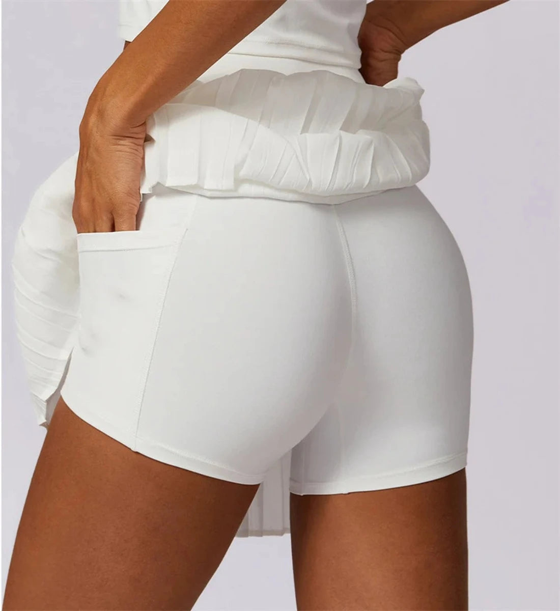 Birgit - Pocket Anti Shorts Chiffon Pleated Tennis Skirt