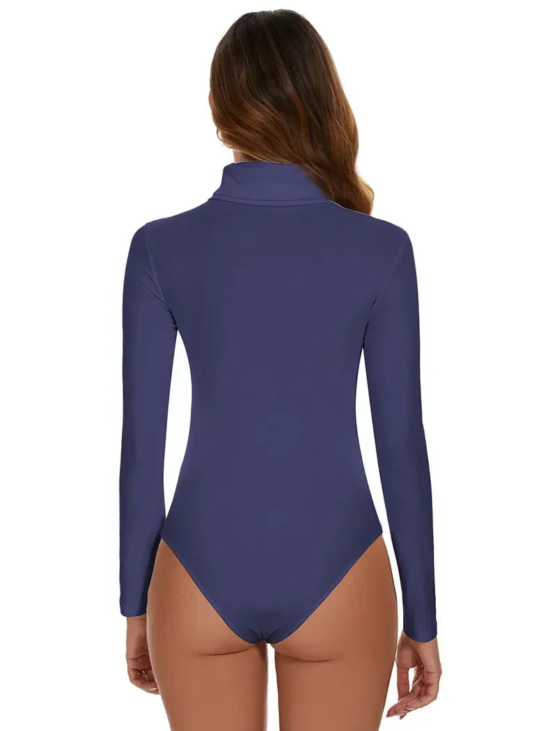 Marilyn's High Collar Thermal Bodysuit – Embrace Cozy Elegance with Long Sleeve Comfort for Cold Weather Confidence!