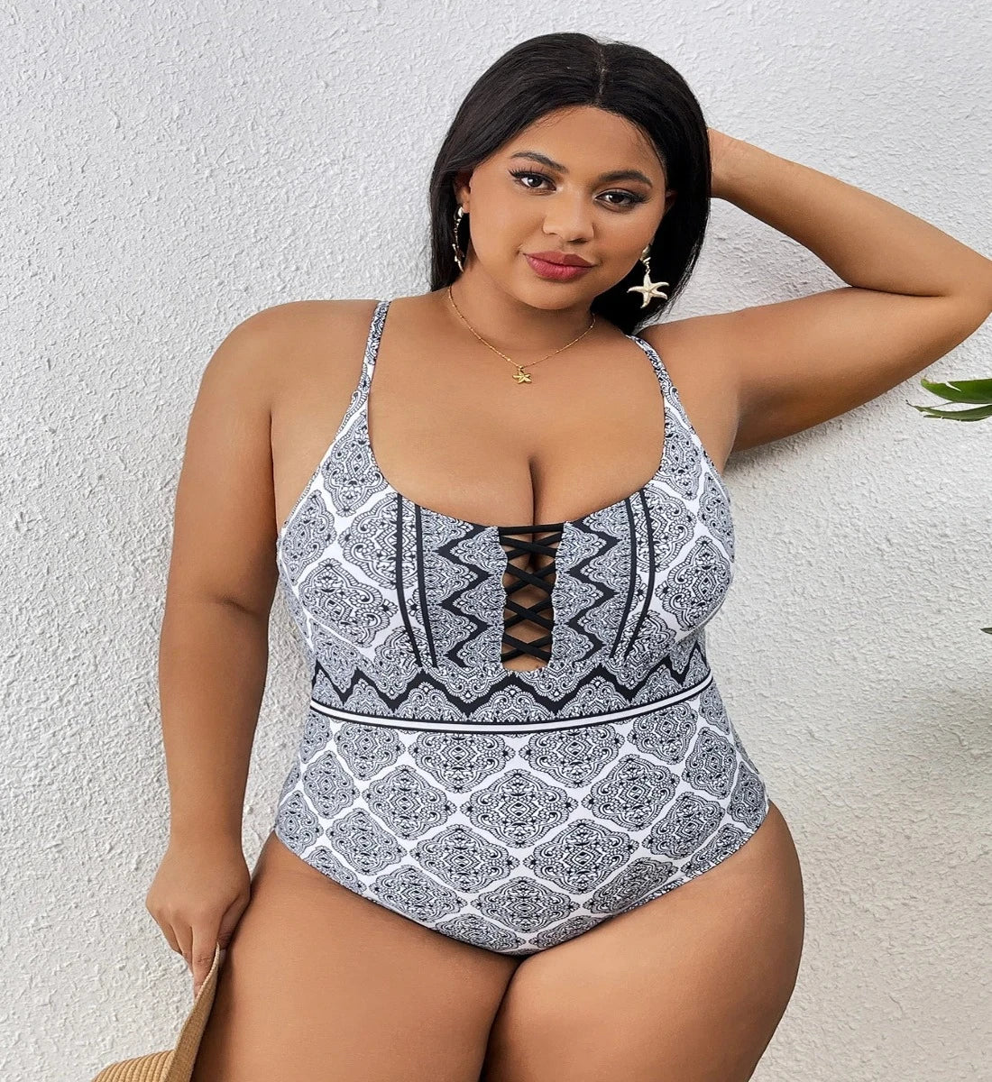 Vivica - Plus Size Sexy Hollow One Piece Swimsuit