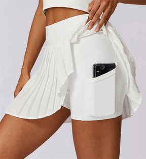 Birgit - Taschen-Anti-Shorts-Chiffon-Plissee-Tennisrock