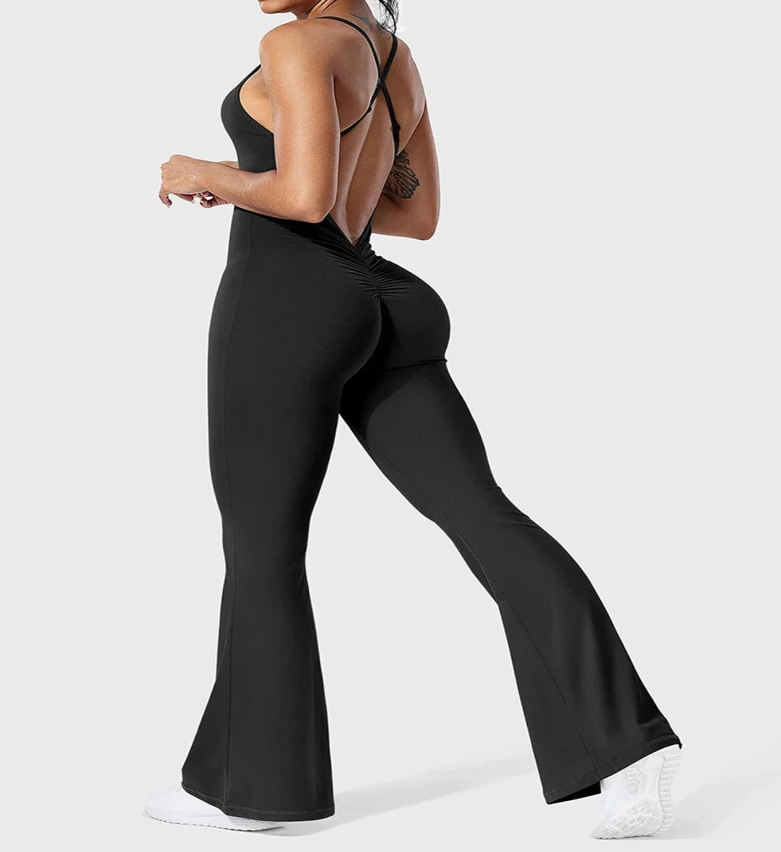 Madison - Sleeveless Scrunch Butt Jumpsuit: Backless, Bodycon Fit