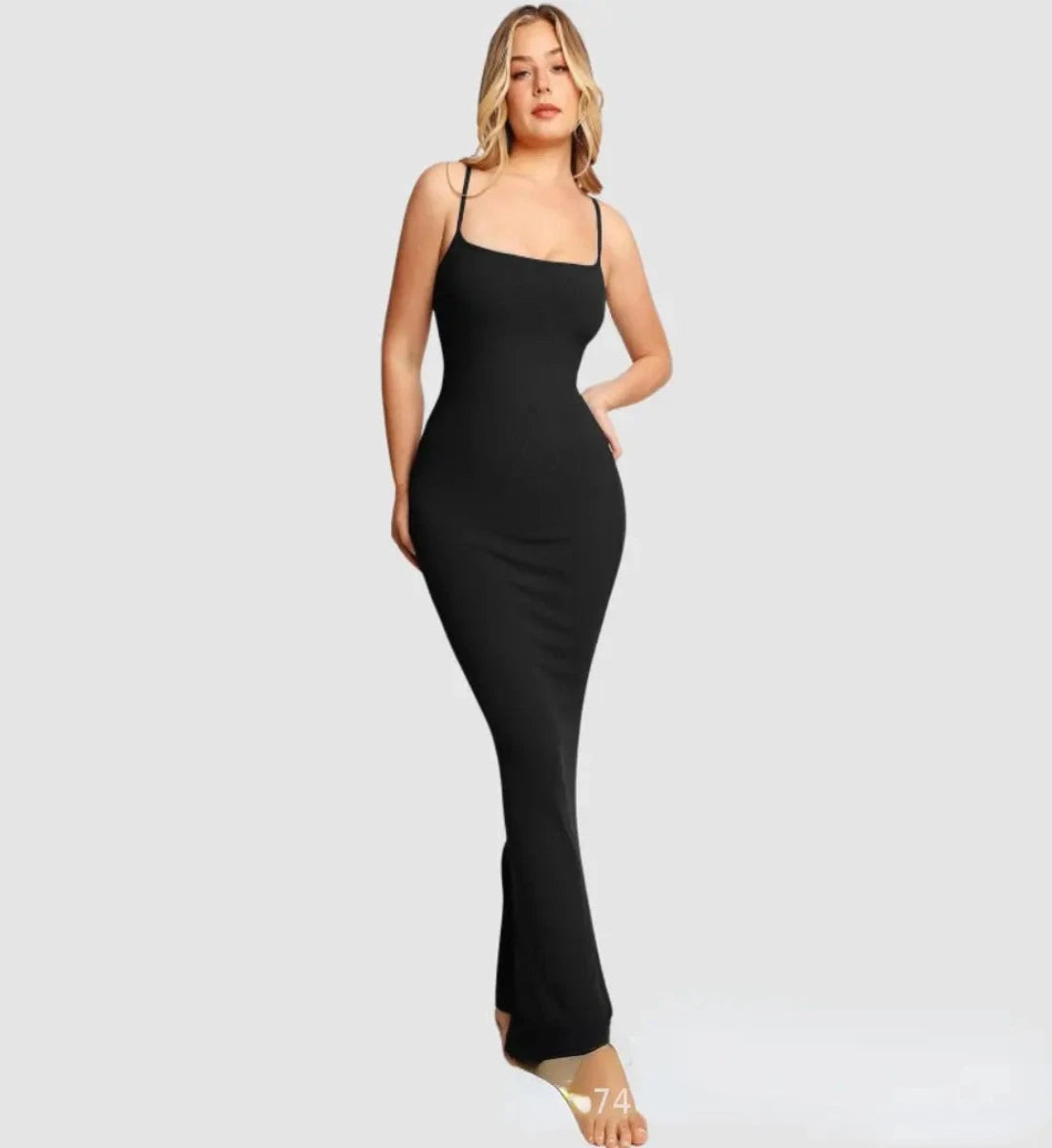 Emma's Allure: Sleeveless lounge Maxi Dress with built-in shapewear