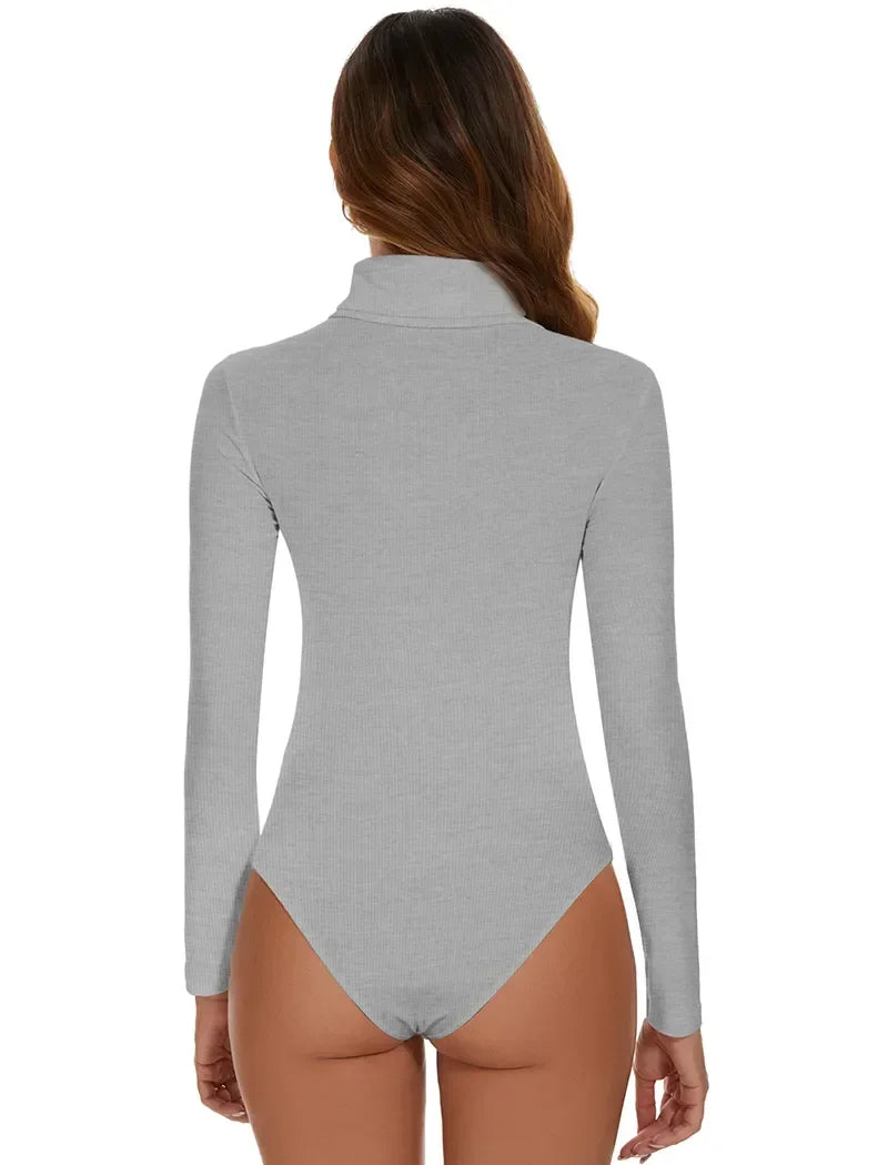 Marilyn's High Collar Thermal Bodysuit – Embrace Cozy Elegance with Long Sleeve Comfort for Cold Weather Confidence!