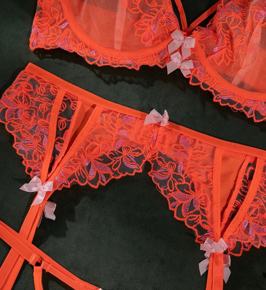 Nancy - Neon Orange Lingerie Set: Bold and Beautiful