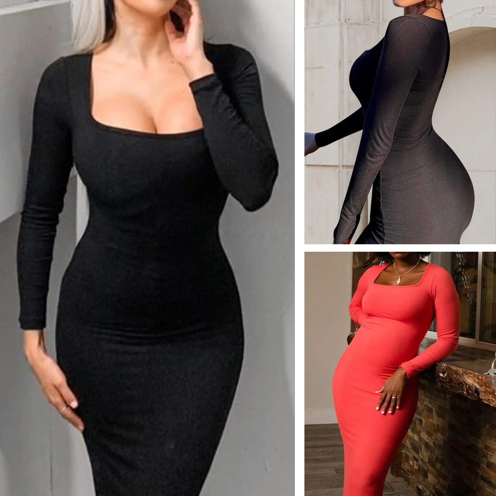 Natalie's Redefined Elegance: Long Sleeve Lounge Maxi Dress with Built-In Shapewear