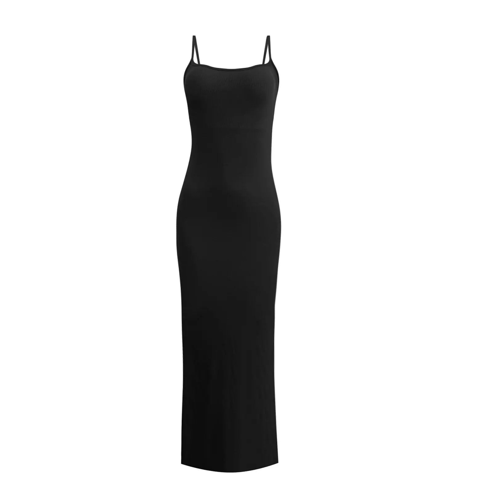 Jennifer's Elegance: Sleeveless Shaper Dress with Built-In Shapewear and Mini Slit