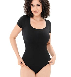 Sculpt and Slay with Faye: Seamless Short Sleeve Bodysuit - Tummy Control, Thong Shapewear, Your Ultimate Body Shaper for Irresistible Confidence!