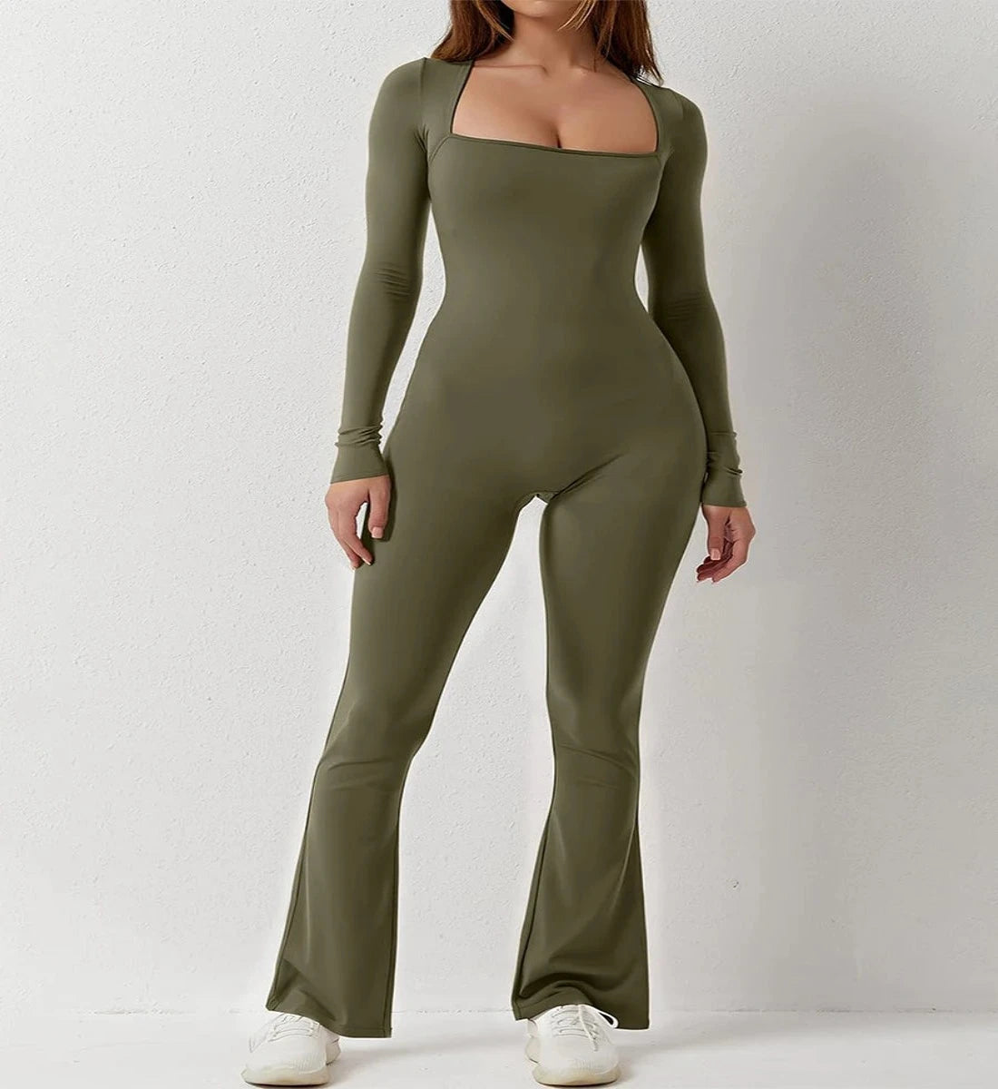 Abigail - Long Sleeve Square Neck Jumpsuit