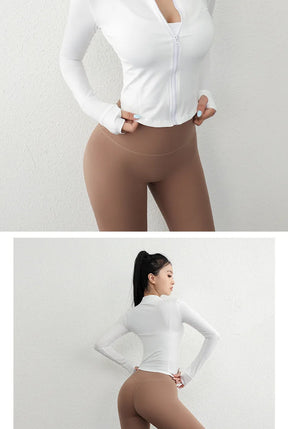 Teresa - Versatile Zipper Long Sleeve Sports Crop Top