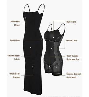 Emma's Allure: Sleeveless lounge Maxi Dress with built-in shapewear