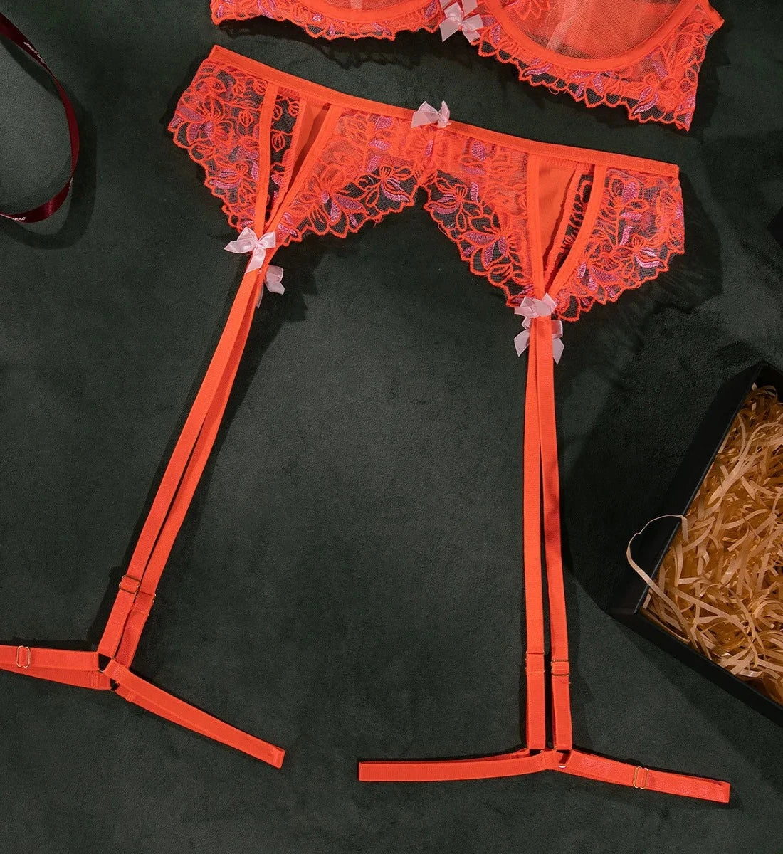 Nancy - Neon Orange Lingerie Set: Bold and Beautiful