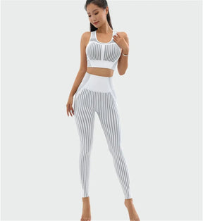 Tracy -  Sports Suit with Trendy Pad Stripe Detailing