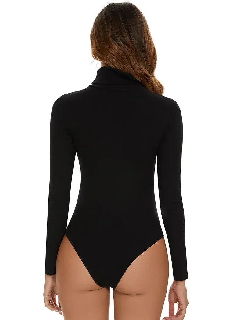 Marilyn's High Collar Thermal Bodysuit – Embrace Cozy Elegance with Long Sleeve Comfort for Cold Weather Confidence!